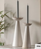 Two White Reactive Glaze Ceramic Candle Stick Set 4