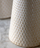 Two White Reactive Glaze Ceramic Candle Stick Set