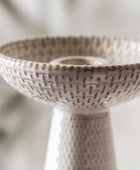 Two White Reactive Glaze Ceramic Candle Stick Set