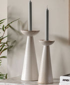 Two White Reactive Glaze Ceramic Candle Stick Set 4