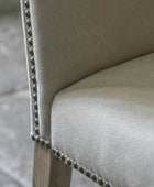 Two Cement Grey Linen Padded Bar Stools 555