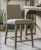 Two Cement Grey Linen Padded Bar Stools 543