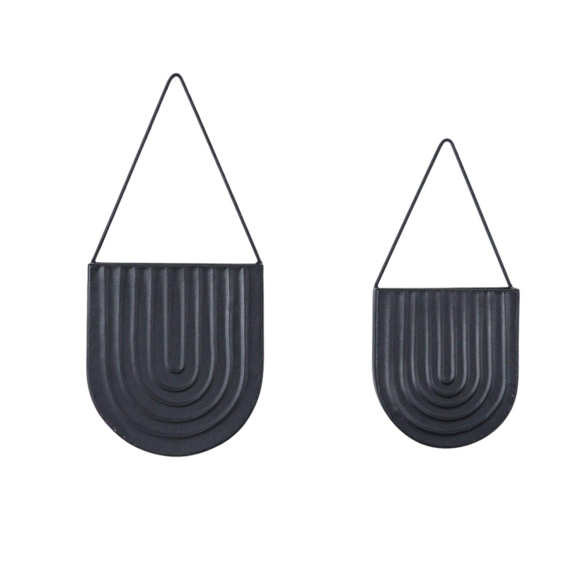 Unusual Matt Black Metal Wall Planters - The Farthing