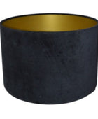 Black cylindrical container with a gold interior on a white background