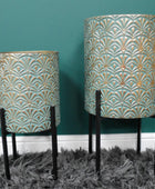 Verdigris Gold Raised Plant Pot Set