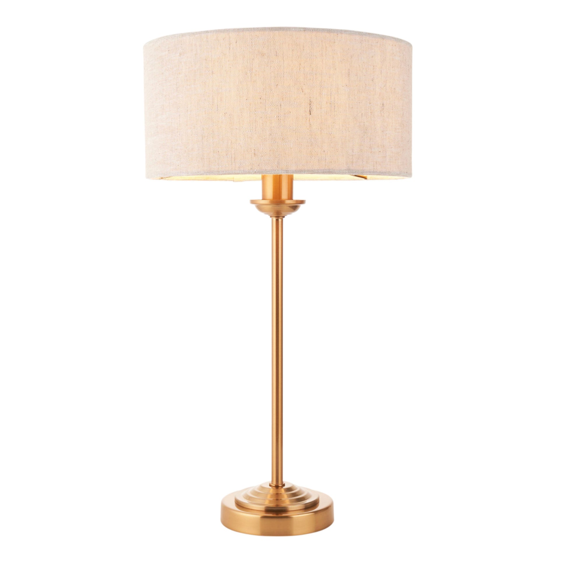 Vintage Brass Table Lamp with Fabric Shade 2