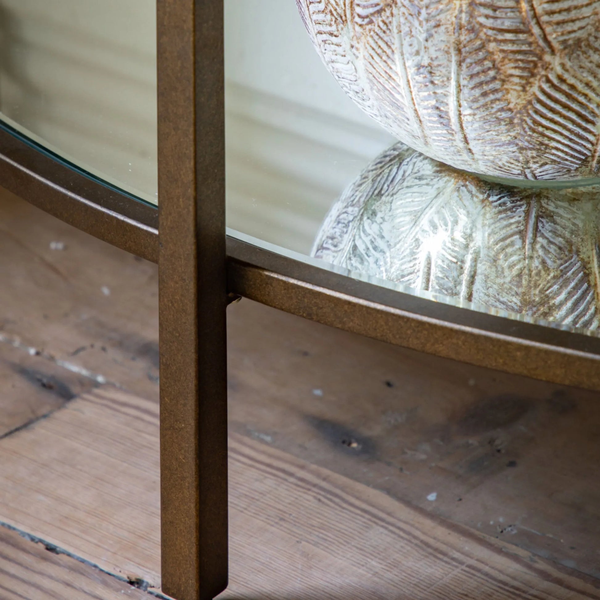 Vintage Bronze Metal and Glass Semi Circle Console Table 54