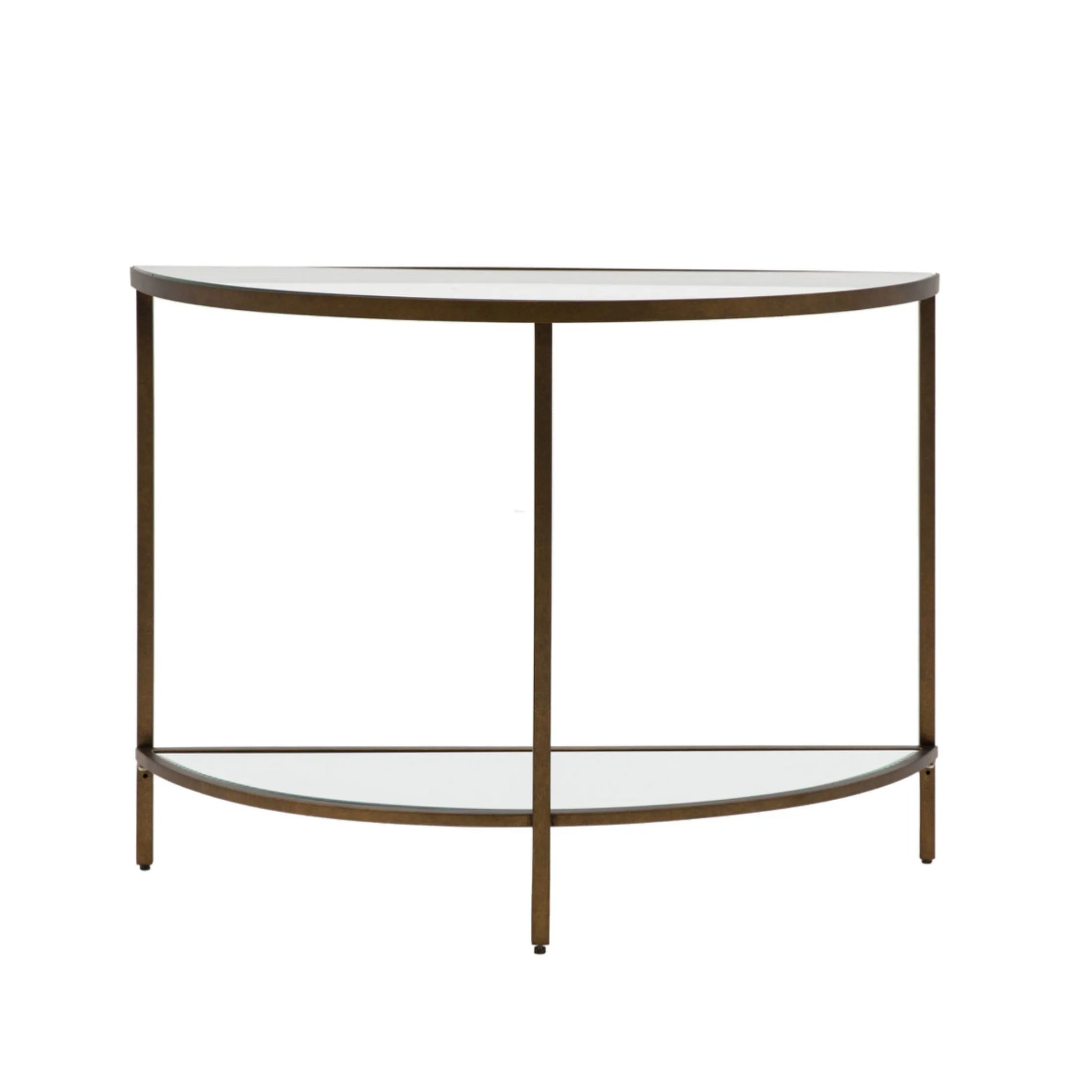 Vintage Bronze Metal and Glass Semi Circle Console Table 3