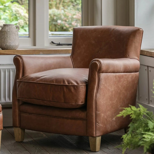 Vintage Brown Manor Leather Armchair 6