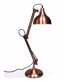 Copper floor lamp with adjustable arm on a white background