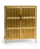 Gold cabinet with geometric design on a white background