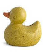 Yellow rubber duck on a white background