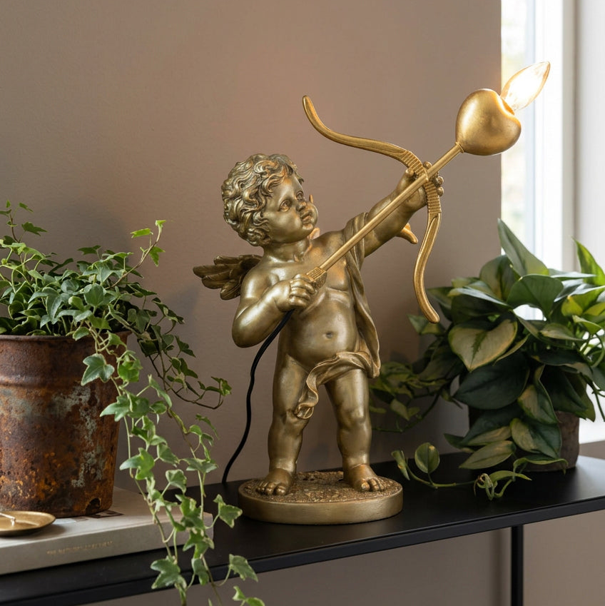 Vintage Gold Cupid Table Lamp