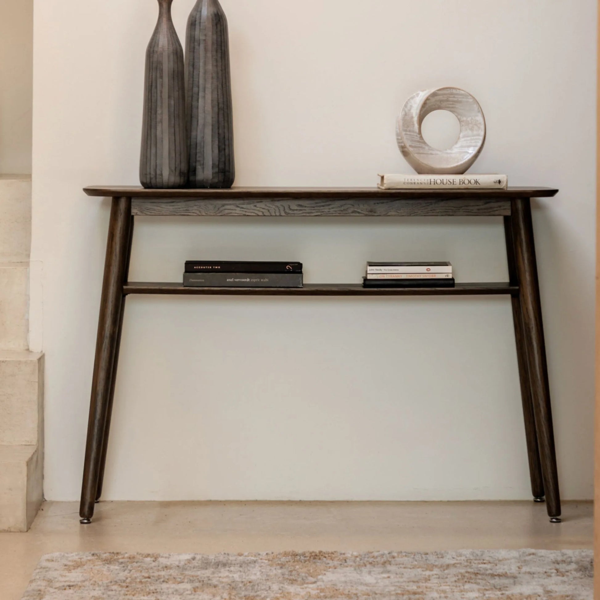 Visby Dark Stained Oak Console Table FARTHING