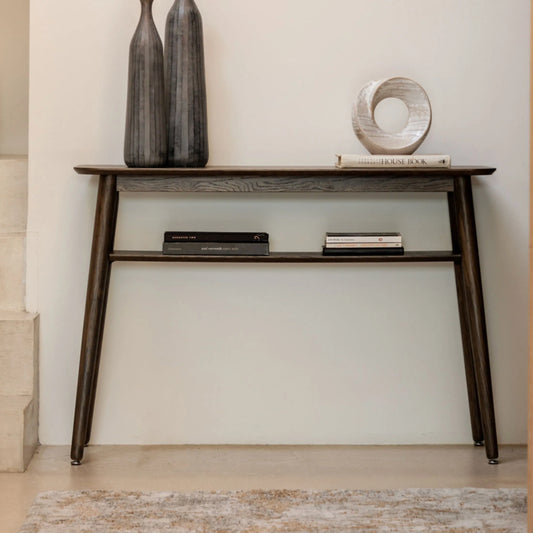 Visby Dark Stained Oak Console Table FARTHING