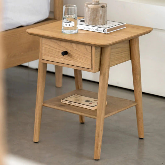 Visby Oak Side Table with Single Drawer FARTHING 6