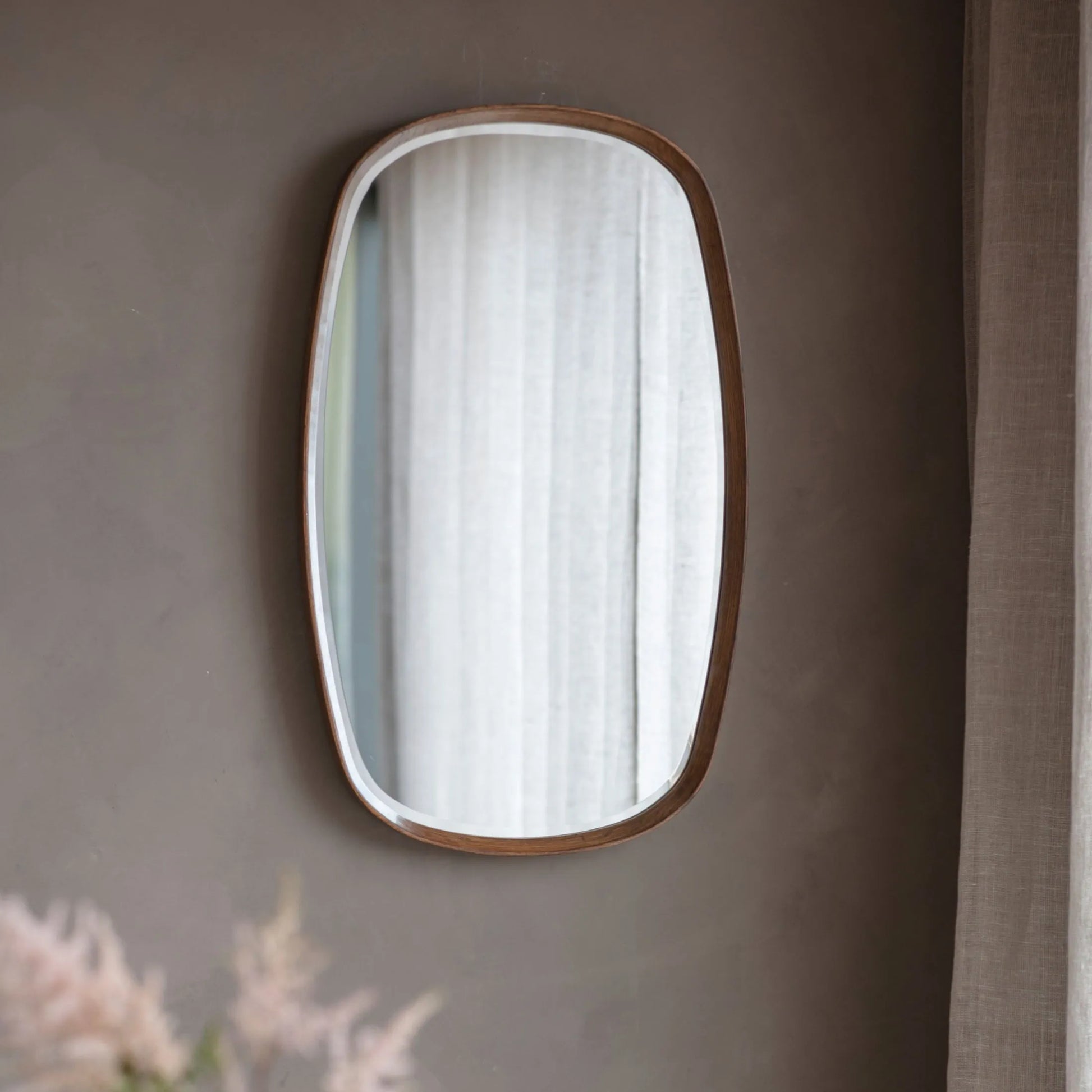 Walnut Solid Wood Oval Wall Mirror 5