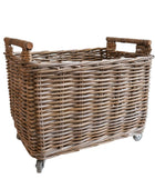 Wheeled Rattan Log Basket - The Farthing