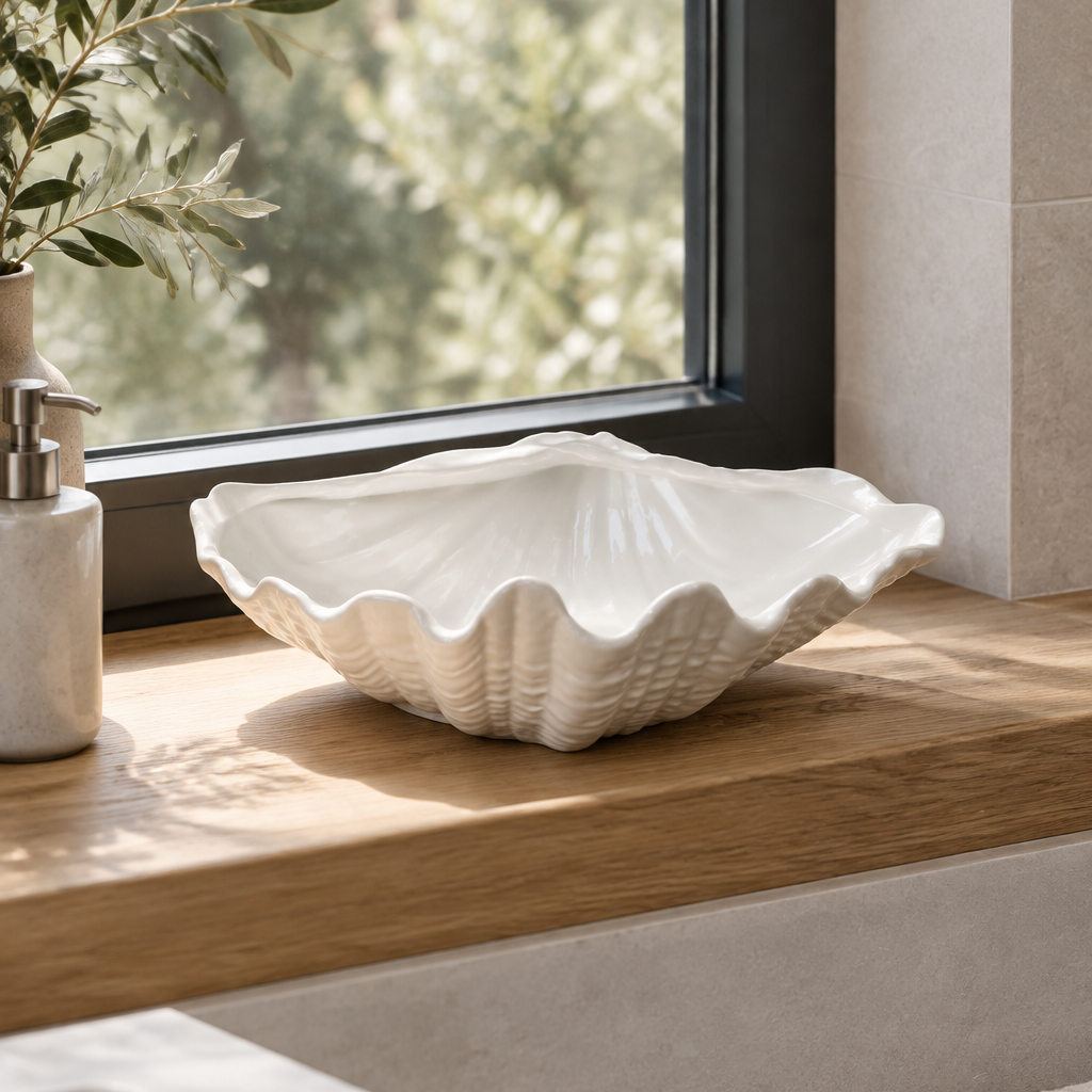 White Ceramic Shell Dish