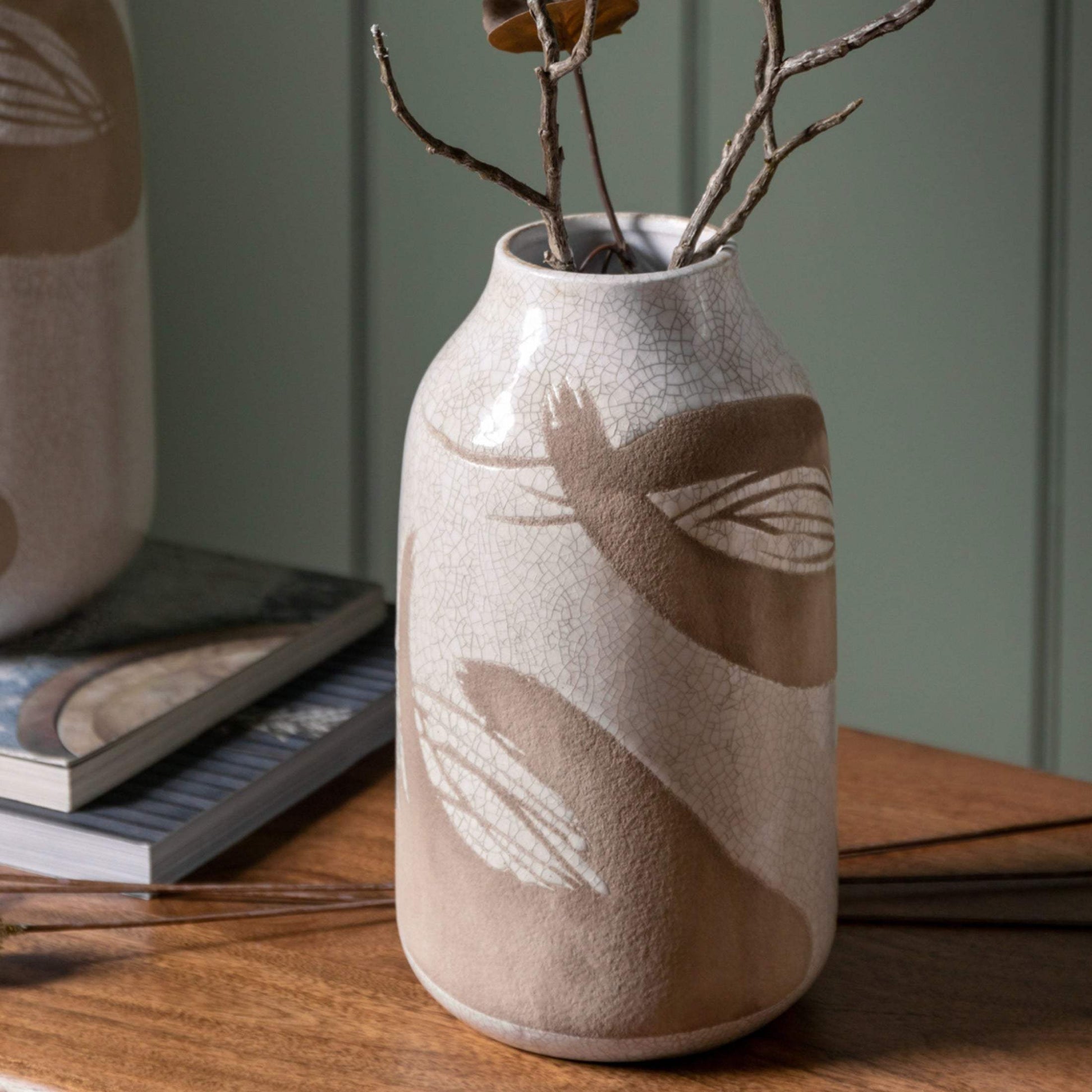 White Crackle Glaze Stoneware Vase - The Farthing