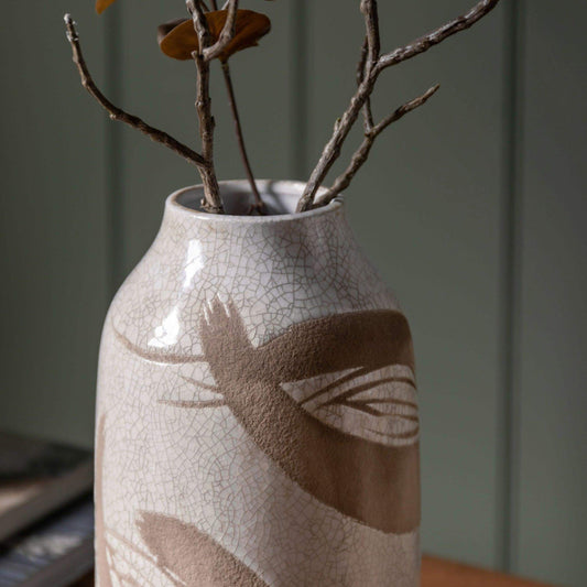 White Crackle Glaze Stoneware Vase - The Farthing