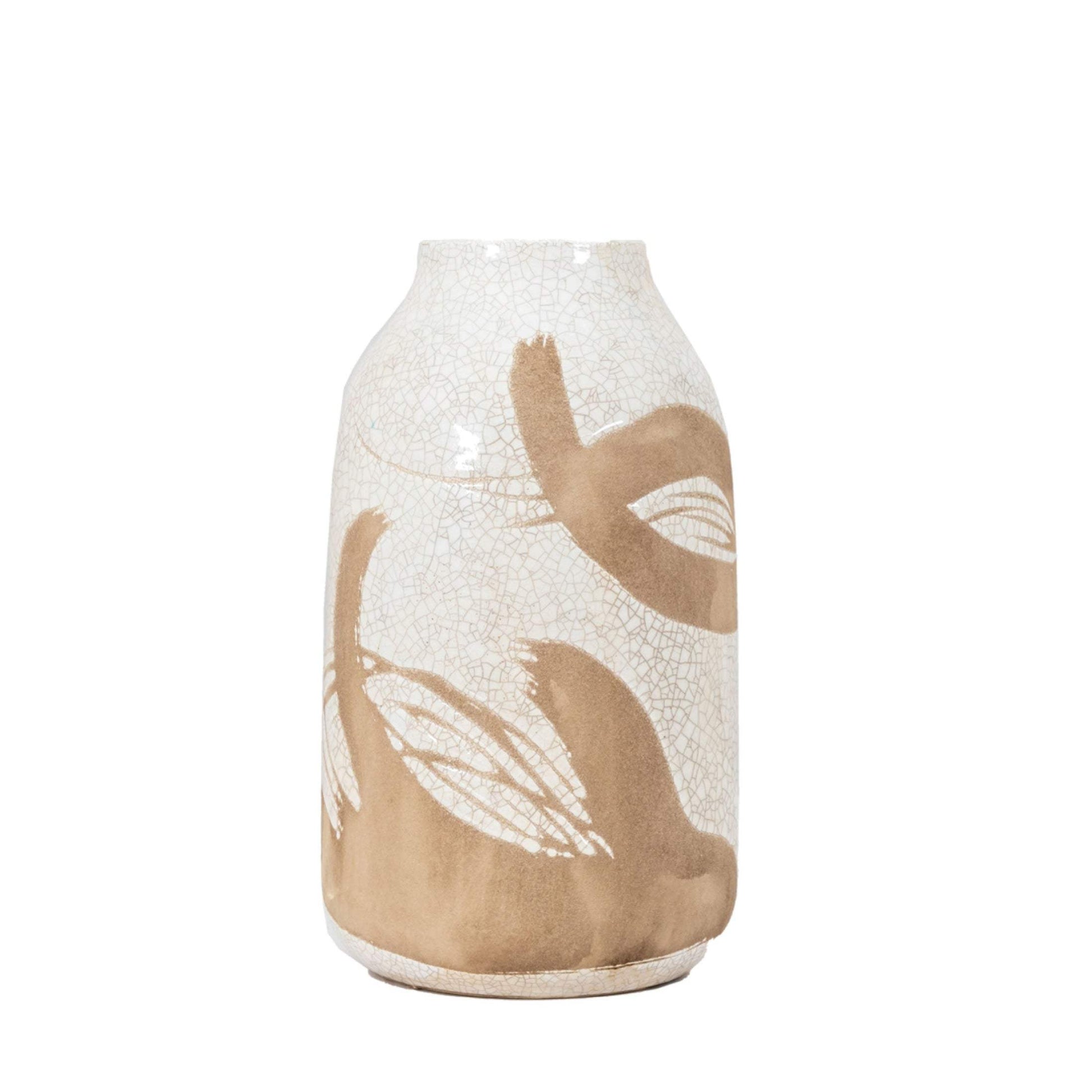 White Crackle Glaze Stoneware Vase - The Farthing