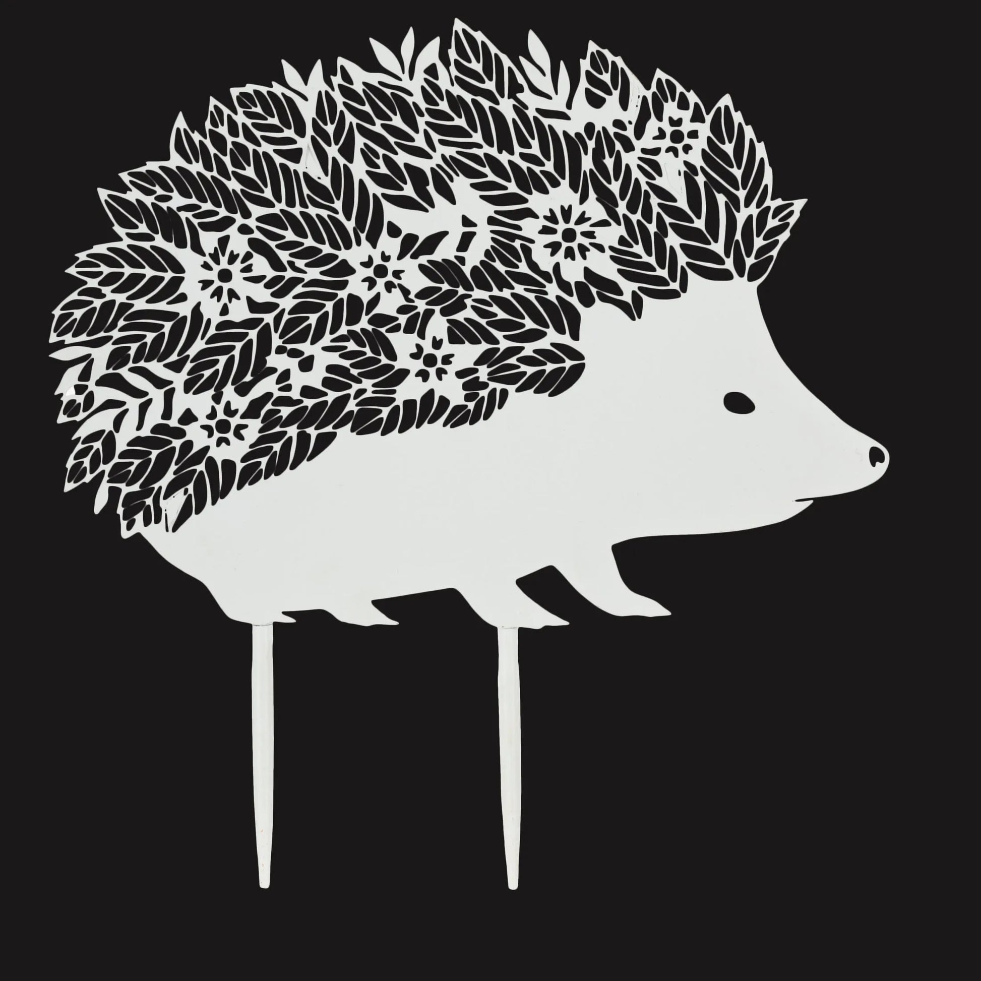 White Hedgehog Garden Silhouette Stake