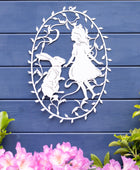 White Oval Metal Wonderland Garden Wall Art 2