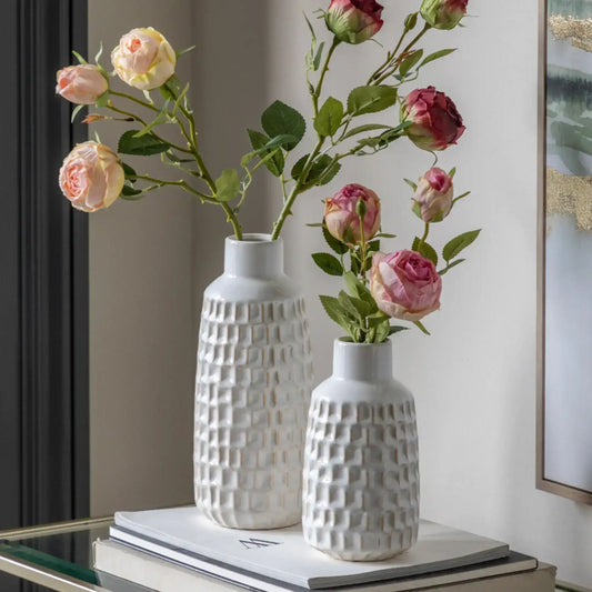 White Reactive Glaze Ceramic Vase Set 66