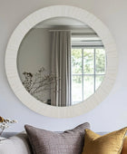 White Round Crinkle Wall Mirror 4