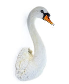 White swan figure on a white background