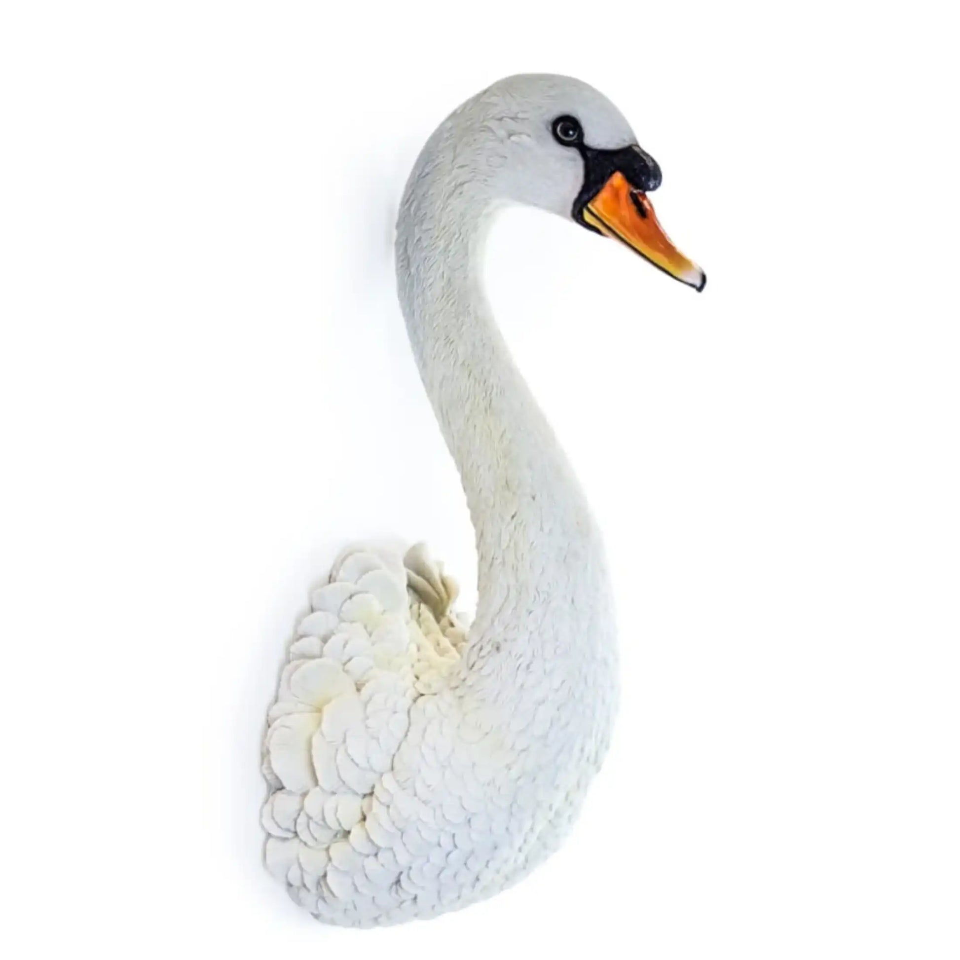 White swan figure on a white background