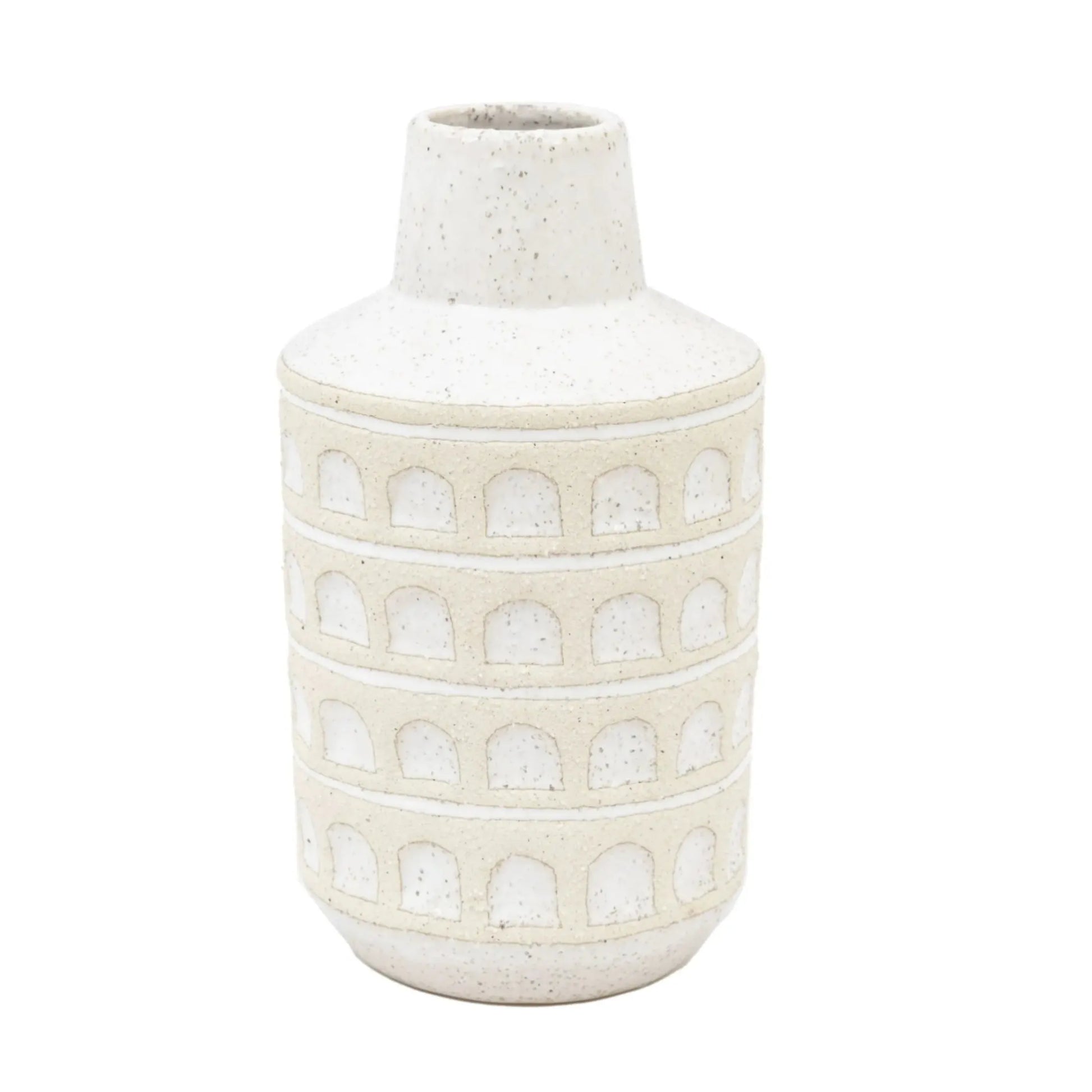 White Textured Finish Inca Vase 1