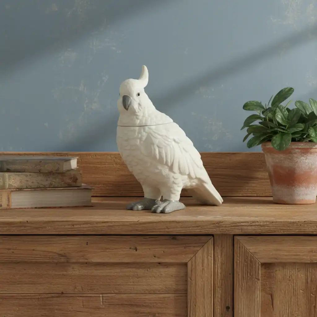White_Parrot_Ceramic_Jar