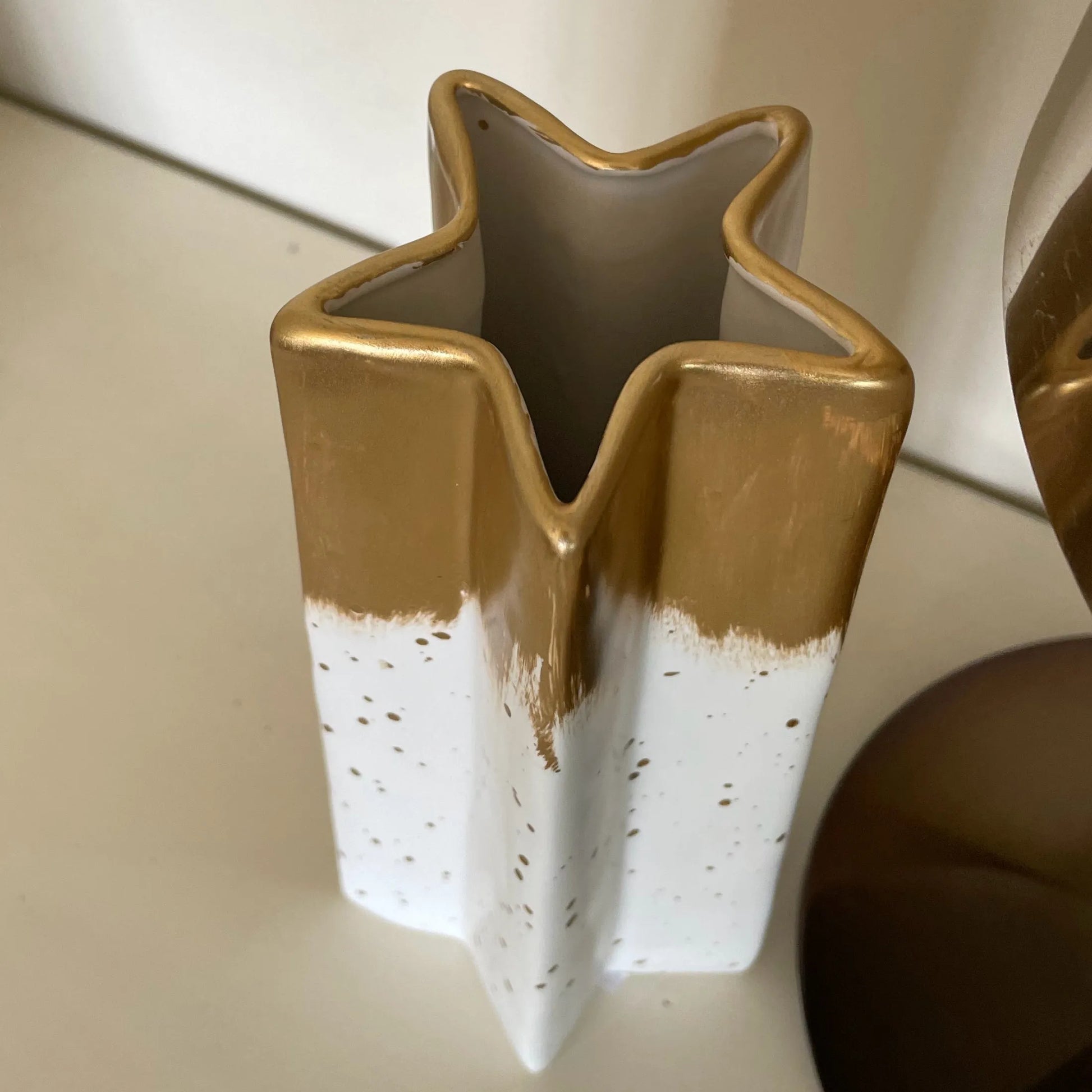 White and Gold Star Vase