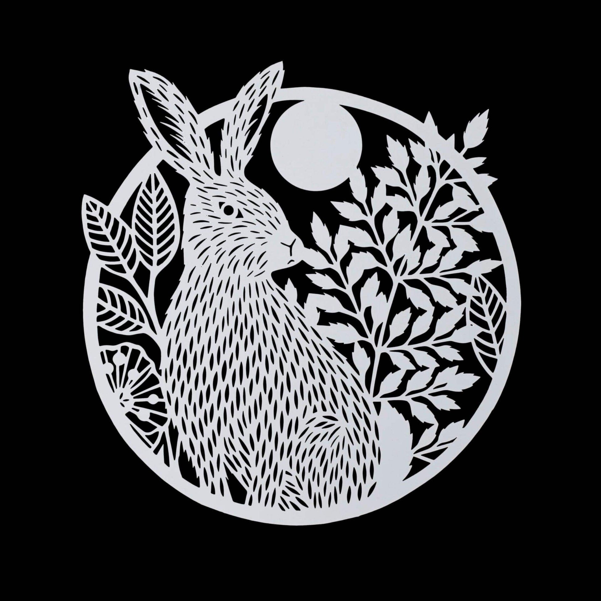 White rabbit Moon Metal Garden Wall Art - The Farthing