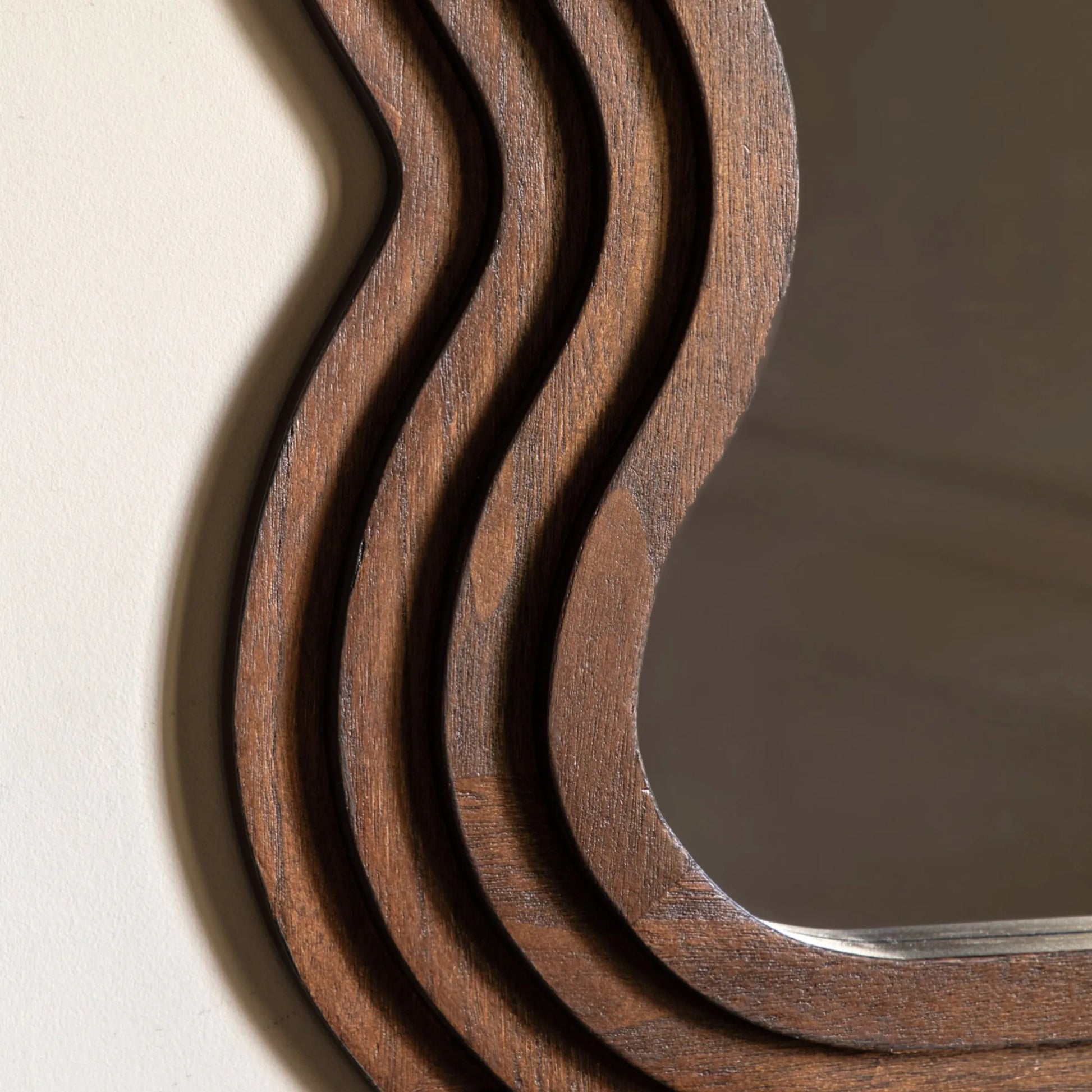 Wooden Wavy Edge Wall Mirror 6