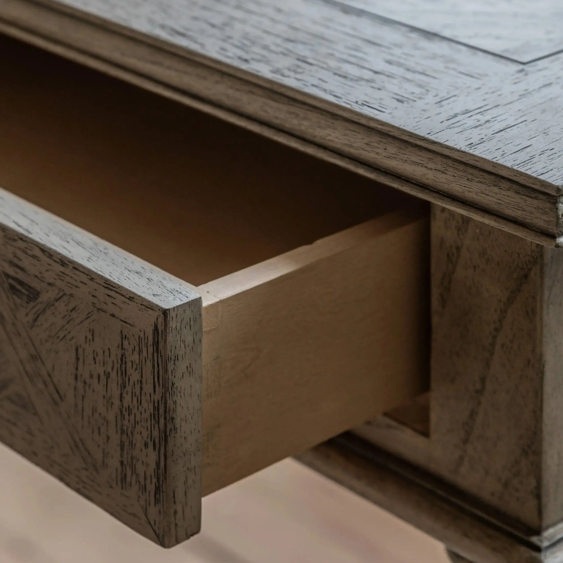 Wooden Parquet Styled 2 Drawer Desk | Farthing 5