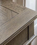 Wooden Parquet Styled 2 Drawer Desk | Farthing