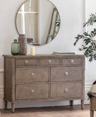 Wooden Parquet Styled Chest Of 7 Drawers - The Farthing