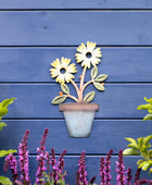 Yellow Potted Flowers Metal Garden Wall Art - The Farthing