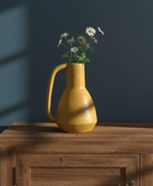 Yellow Textured Mid Century Inspired Bottle Vase