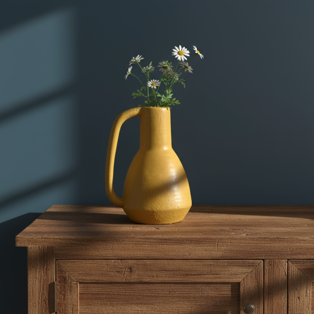 Yellow Textured Mid Century Inspired Bottle Vase