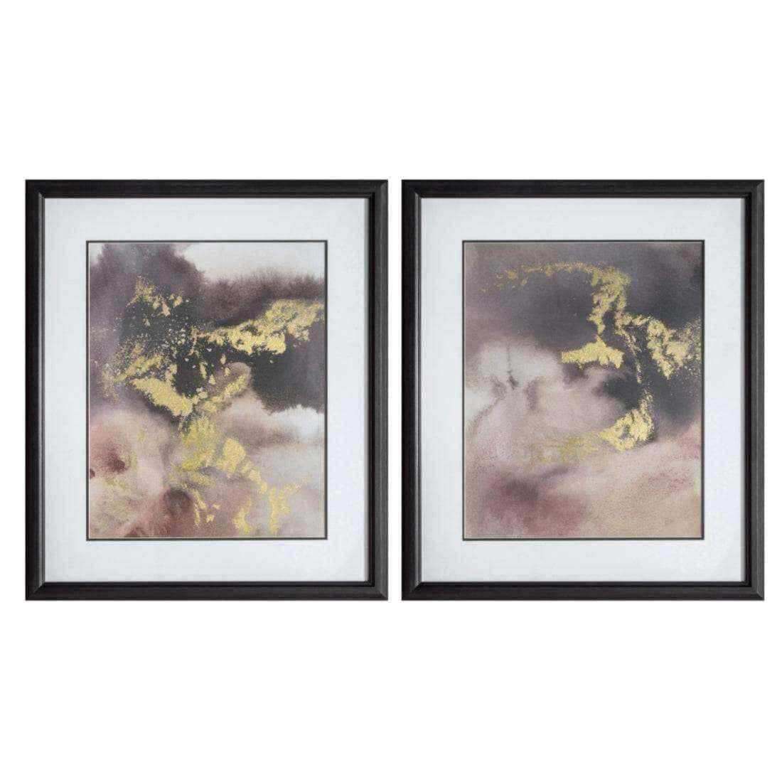 Abstract Gold and Pint Framed Art Set - set of two - The Farthing