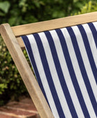 Acacia Wood Navy Stripe Deck Chair - The Farthing