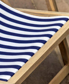 Acacia Wood Navy Stripe Deck Chair - The Farthing