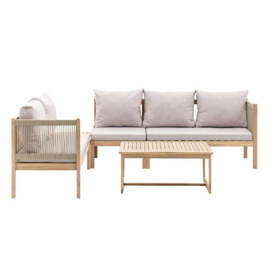 Acacia Wooden and rope Outdoor Corner Sofa Set - The Farthing