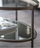 Aged Brass and Glass Large Oval Coffee Table - The Farthing