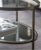 Aged Brass and Glass Large Oval Coffee Table - The Farthing