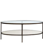 Aged Brass and Glass Large Oval Coffee Table - The Farthing